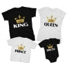 Zestaw koszulek rodzinnych dla taty, mamy, syna, córki na prezent King Queen Prince Princess 4